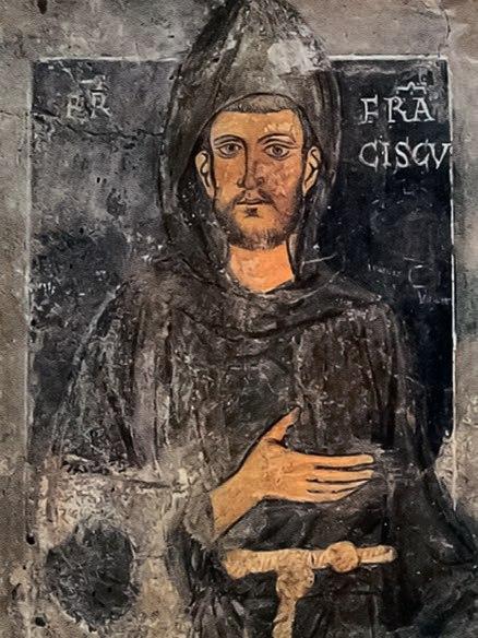 Св. Франциск Ассизский. До 1224. Фреска. Монастырь Св. Бенедиктав Субиако. Старейшее из известных изображений Франциска, созданное еще при его жизни.