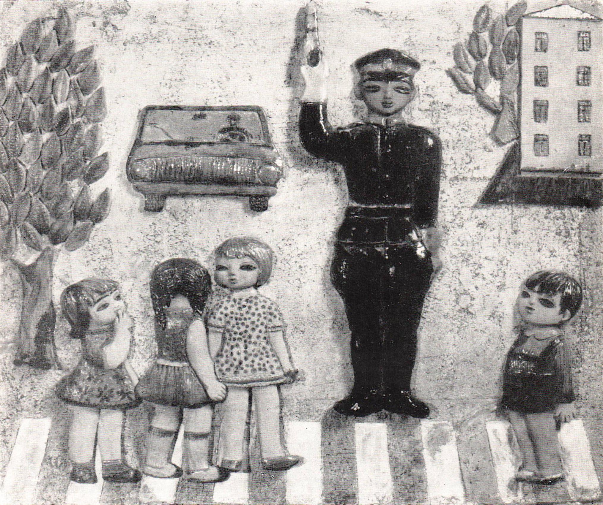 И. X. Алиева. Род. 1937 г. Баку. Всегда начеку. 1972. Шамот, глина, глазурь