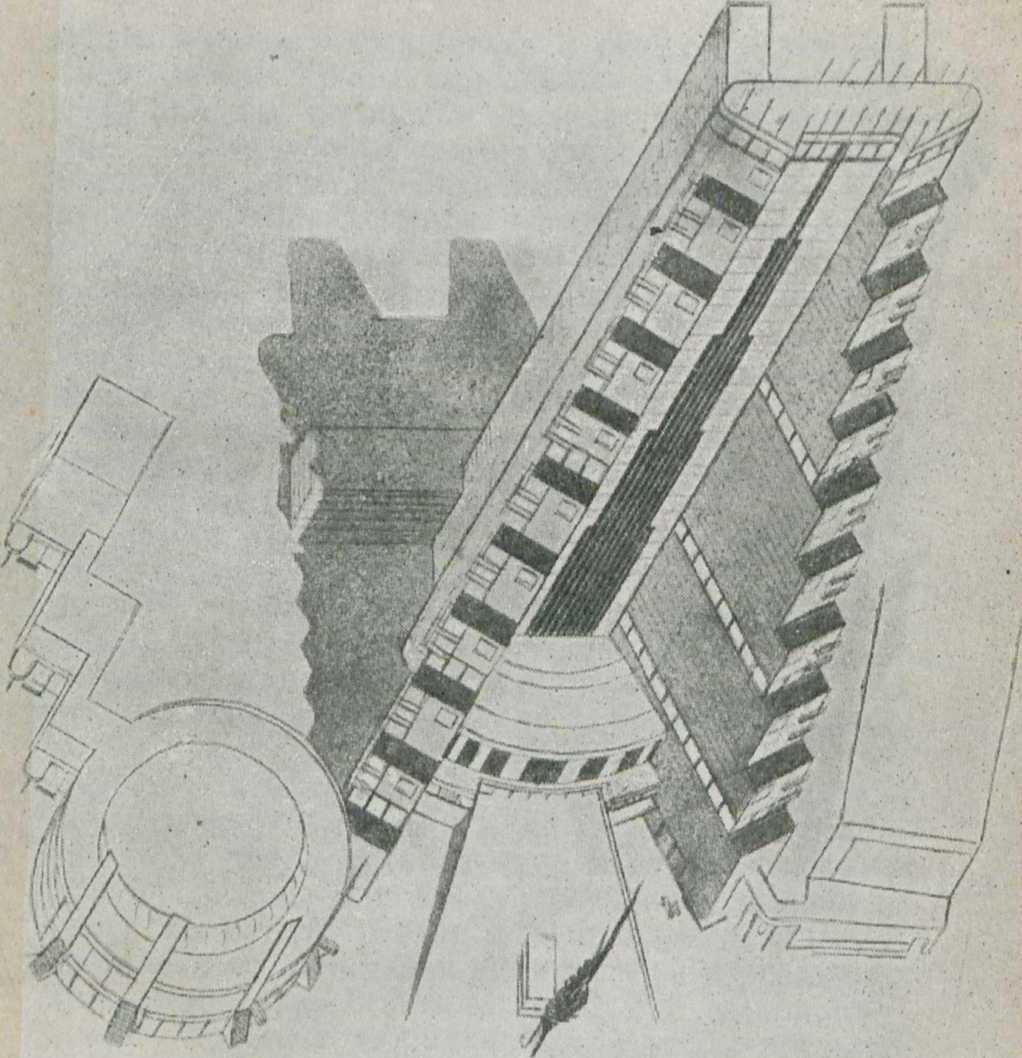 В. Калмыков и Д. Осипов. Дверец труда в Москве (аксонометрия). (1932 г.)